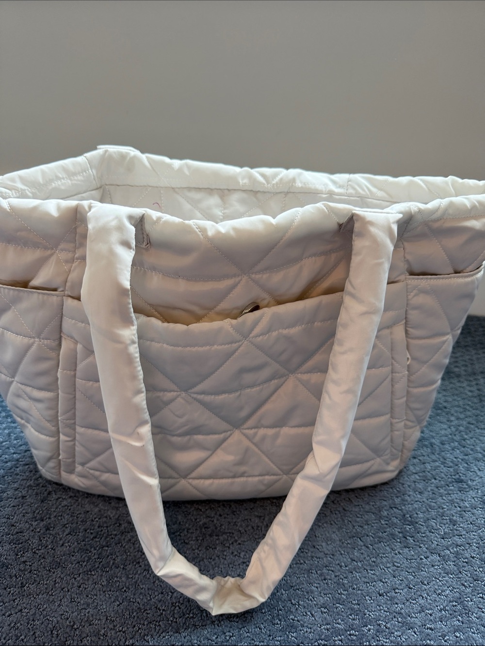 Quilted White Tote Bag - Versatile Everyday Handbag